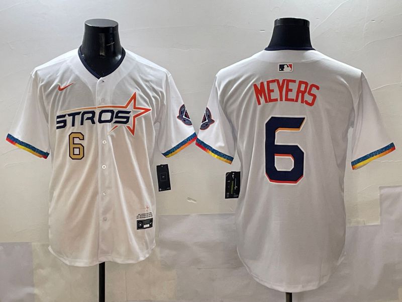 Men Houston Astros #6 Meyers White Four generations Joint Name 2025 Nike MLB Jersey style 3
